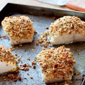 Baked Fish with Almonds, Lemon and Bread Crumbs