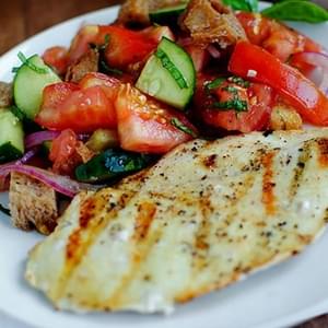Panzanella with Cucumbers & Pickled Onions