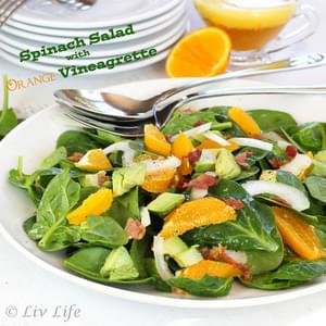Spinach Salad with Orange Vinaigrette and Prosciutto