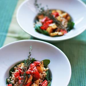 Barley Risotto with Roasted Root Vegetables and Spinach