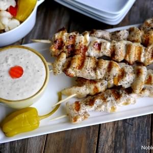 Grilled Buttery Chicken Skewers with Crazy Sauce