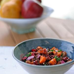 Red Quinoa with Butternut Squash, Cranberries and Pecans