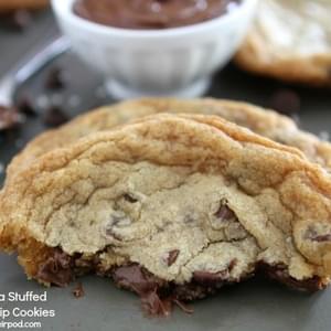 Giant chocolate chip cookies with a Nutella surprise!