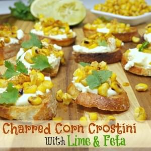 Charred Corn Crostini with Feta and Lime