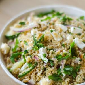 Couscous Salad with Cucumber, Red Onion & Herbs