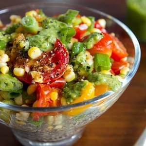 Warm Quinoa Salad with 3-Herb Green Sauce