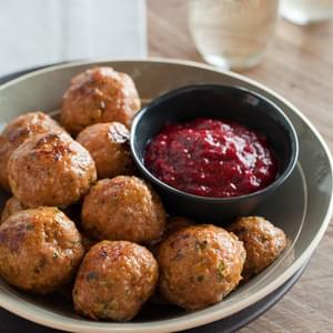 Herbed Turkey Meatballs with a Cranberry Barbecue Sauce