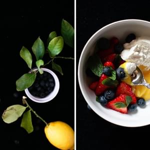 Lemon Curd with Berries and Mint