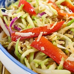 Bean Sprouts and Broccoli Slaw Salad with Coconut-Ginger Dressing