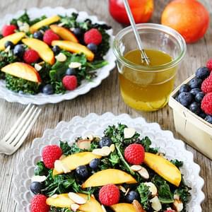 Grilled Kale Salad with Berries & Nectarines