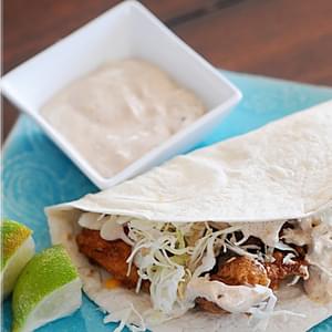 Beer Battered Fish Tacos with Baja Sauce