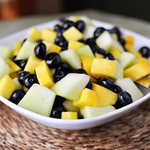Honeydew, Blueberry and Mango Salad with Lime-Ginger Reduction