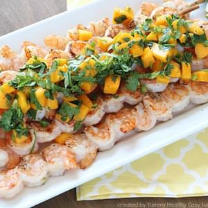 Grilled Shrimp Skewers with Mango Salsa