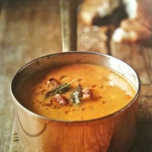 Pumpkin Soup with Sage and Bacon