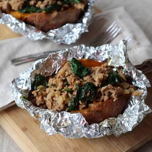 Turkey and Spinach Stuffed Sweet Potatoes