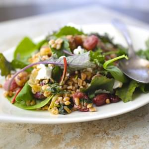 Farro Salad with Roasted Grapes and Baby Kale