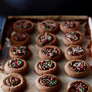 Mini Chocolate Thumbprint Cookies