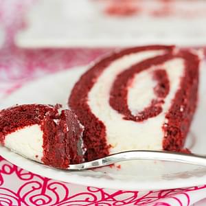 Red Velvet Roll Cake with White Chocolate-Cream Cheese Filling