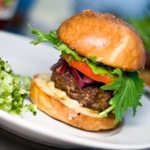 Hoisin Ginger Burgers With Lime Pickled Onions
