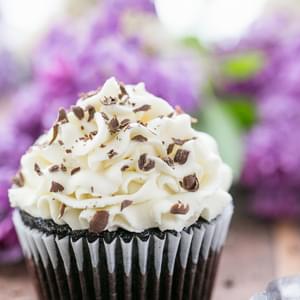 Dark Chocolate Cupcakes with White Chocolate Frosting