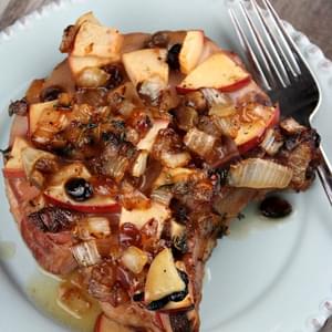 Smoked Pork Chops w/ Maple- Baked Apples