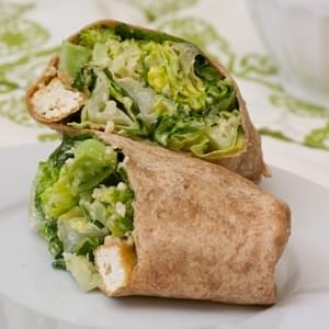 Caesar Wrap with Tofu Croutons and Broccoli