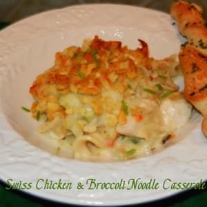Swiss Chicken & Broccoli Noodle Casserole