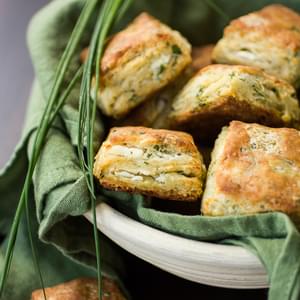 Flaky Goat Cheese Chive Biscuits