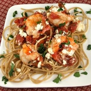 Greek- Style Shrimp Scampi w/ Whole Wheat Spaghetti