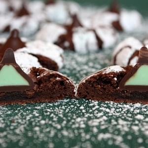 Chocolate Crinkles with Mint Truffle Kisses
