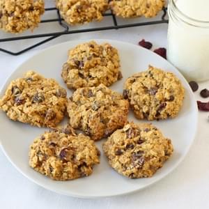 Pumpkin Oatmeal Cookies with Dried Cranberries & Chocolate Chips