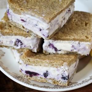Lemon Ice Cream Sandwiches with Blueberry Swirl