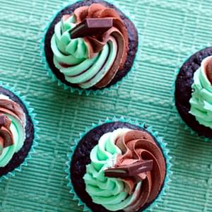 Dark Chocolate Creme de Menthe Cupcakes with Buttercream Swirl