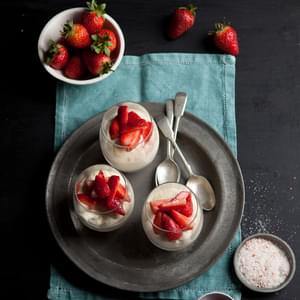 White Chocolate Mousse With Strawberries And Pink Peppercorns