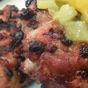 Bacon and Currant Pork Burgers with Spicy Orange Dressing