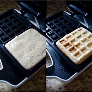Cinnamon & Vanilla Quinoa Protein Waffles with Smashed Blackberry Sauce