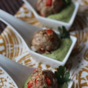 Southwest Meatballs with Creamy Cilantro Dipping Sauce