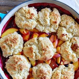 Peach Berry Cobbler with Sour Cream Biscuits