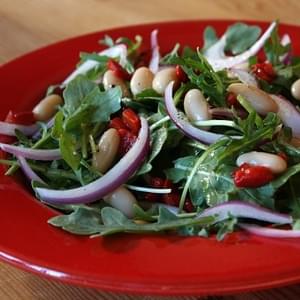 Arugula, White Bean and Roasted Red Pepper Salad