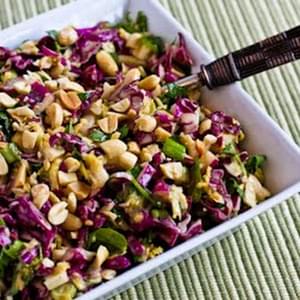 Napa Cabbage and Red Cabbage Salad with Fresh Herbs and Peanuts