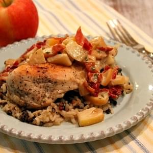 Cheddar- Stuffed Chicken Breasts with Apple- Bacon Pan Sauce
