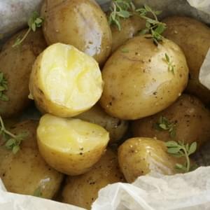New Potatoes Baked In Newspaper With Smoked Butter And Thyme