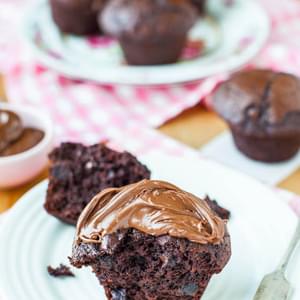 Chocolate Lover's Chocolate Chocolate-Chip Muffins with Nutella