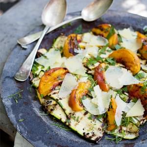 Grilled Summer Squash & Peach Salad with Manchego & White Truffle