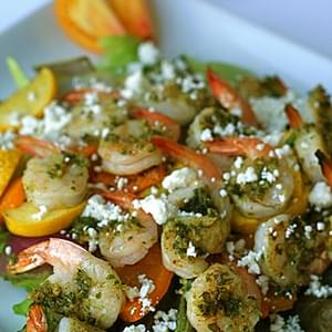 Grilled Pesto Shrimp and Veggie Salad