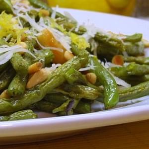 Roasted Green Beans w/ Lemon, Pine Nuts & Parmigiano