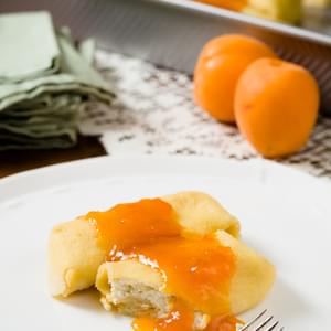 Cheese Blintzes with Apricot Lemon Quick Jam