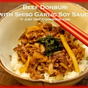 Beef Donburi with Shiso Garlic Soy Sauce