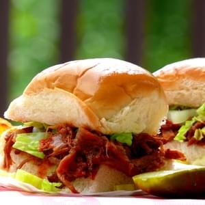 BBQ Short-Rib Sliders with Whiskey-Bacon Barbecue Sauce