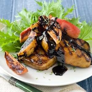 Gluten Free Molasses Brined Pork Chops with Roasted Apples & Balsamic Glaze